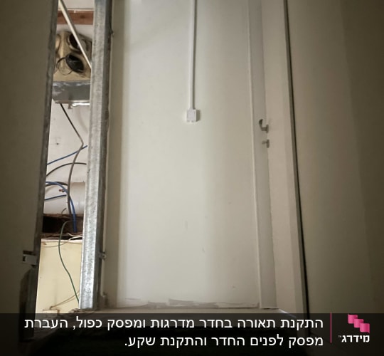 חוטי חשמל תלויים על קיר ליד תיבת חשמל